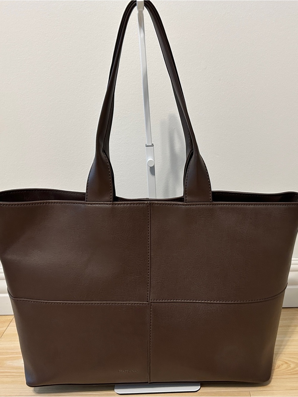 Matt & Nat Dark Brown Vegan Leather Work Tote Bag Laptop Shoulder Bag